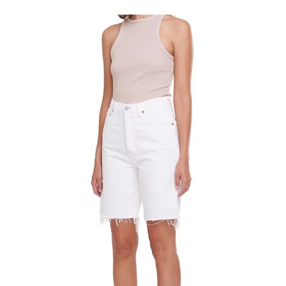 AGOLDE 90's Pinch Waist High Rise Cutoff Jean Shorts Porcelain White Size 30 - Picture 1 of 14